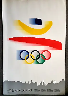 Barcelona Poster 1992 Large Olympics Vintage Colorful Rings • $65