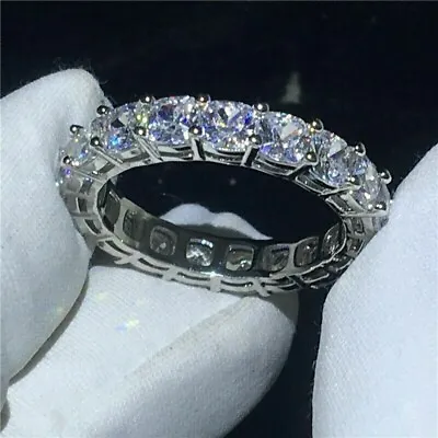 4.5Ct Cushion Cut Moissanite Eternity Wedding Band Ring Solid 14K White Gold • $405.71
