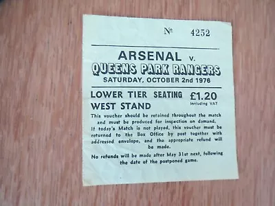 Arsenal V Queens Park Rangers 1976/7 Match Ticket • £1.49