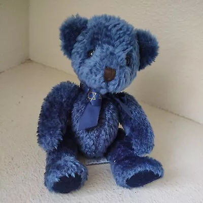 Russ Berrie Kipper Blue Teddy Bear 6.5  Plush Stuffy Jewish Star Of David Bow • $8.39