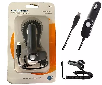 AT&T Car Charger Micro USB High Amp For Most Tablets & Phones W' USB Port -NEW • $4.99