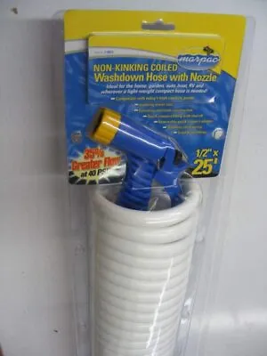 Marpac New Marine Boat Coiled Washdown Hose With Nozzle 1/2 X 25 • $46.99