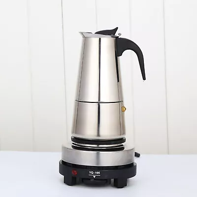 Stainless Steel Stovetop Moka Pot Espresso Coffee Maker Percolator 4/6/9 Cups • $26