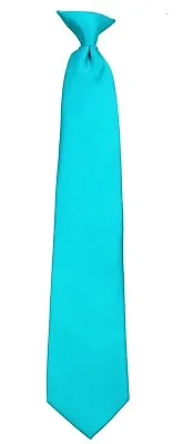 Men's Classic Solid Turquoise Clip On Necktie Business Weddings Formal Party • $12.95