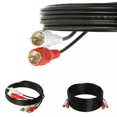 2 RCA Male To 2 RCA Male Cable Audio Stereo Aux DVD HDTV 3ft 6ft 10ft 12ft 25ft • $4.61