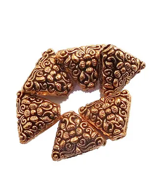 10 Pcs 12x4mm Triangle Textured Bead Antique Copper Jewelry Making F456 • $6.99