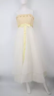 Vintage Crochet Wedding Gown Dress  XXS Bust 28 Waist 23 • $68.51