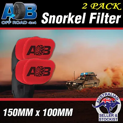 2x RED AOB Snorkel Pre Filter Cleaner 3  150x100mm Ram Head Cover Air Filter 4wd • $41