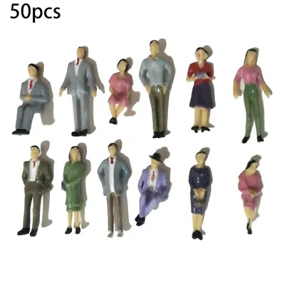 50Pcs Scale Plastic Model 1:32 People Sitting Standing Figures Plastic OO Gauge • £12.91