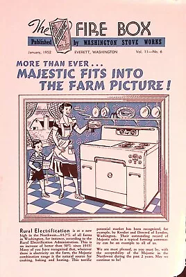 The Fire Box Magazine January 1952 Majestic Farm Picture Washington Stove Works • $9.99