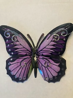 Butterfly Wall Art Purple Metal Garden Ornament Indoors Outdoors 270830B • £6.99