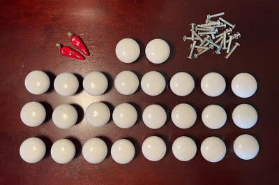 VTG 60s Lot 26 White Porcelain Cabinet Drawer Knobs/Pulls Farmhouse Style 1 3/8  • £29.50