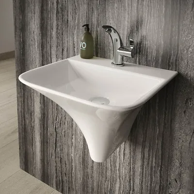 Italian Inspired Sognare Semi-Pedestal Basin Wall Hung Bathroom Sink Wash Bowl • £349