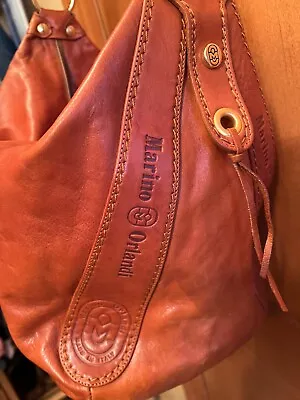MARINO ORLANDI Italian Leather Shoulder Sling Bucket Bag • $175
