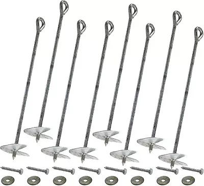 Garden Games 12mm Thick Galvanised Steel Ground Anchors Heavy Duty With Fixings • £14.99