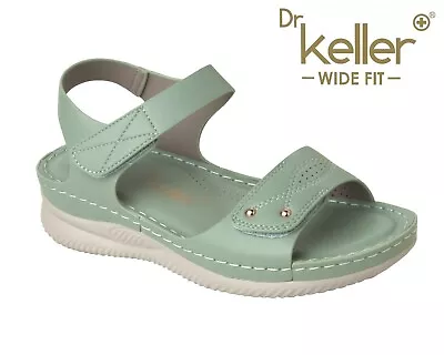 Dr Keller Womens Low Wedge Sandals Ladies Wide E Fit Summer Dress Shoes Size • £23.95