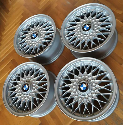 BMW E30 Style 5 OEM 7x15  ET24 Alloy Wheels Rims EURO Basketweaves BBS RZ Mesh • $1999