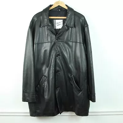 Michal Hoban North Beach Vintage Leather Jacket Blazer Style Men’s XXXL Black • $199