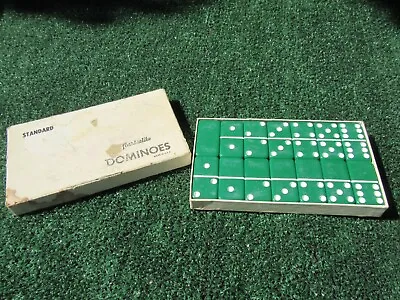 Vintage Marblelike Puremco Green Standard Dominoes Original Box • $18.75