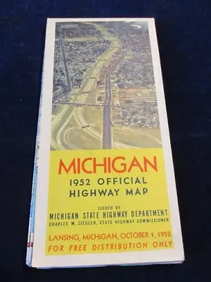 Vintage Official October 1  1952 Michigan Highway State Road Map • $49.99