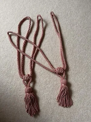 Vintage Laura Ashley Curtain Tie Backs X 2 Tassel Pink 14” Loops Immaculate • £9