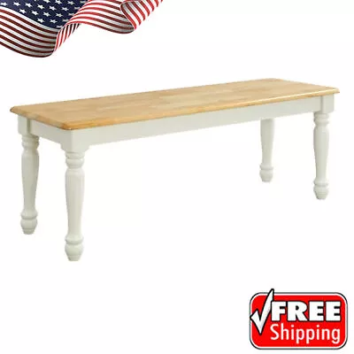 Rectangular Dining Benches Solid Wood Armless Farmhouse 2 Seating Home Indoor US • $106.88