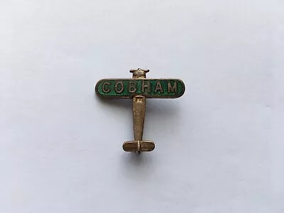 C1920s VINTAGE COBHAM MILLERS MADE ENAMEL AEROPLANE SHAPED PIN BADGE • £49