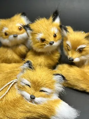 Faux Fur Over Plastic Mold Ornament Set Of 4 Foxes • $35