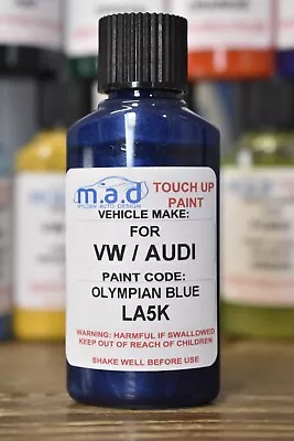 VW Olympian Blue LA5K Touch Up Kit Bottle Brush Repair Paint Chip Scratch Golf • £6.95