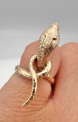 Antique Egyptian 14k Yellow Gold 3D Coiled Cobra Snake Serpent Wrapped Ring • $690