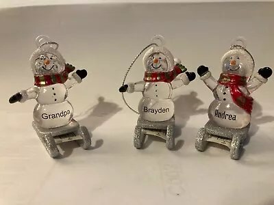 Ganz Sledding Snowman Clear Personalized Christmas Ornament Choose Name Or Blank • $6.85