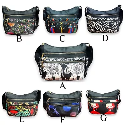 Ladies Shoulder Bag Cross Body Messenger Multi Pocket Nylon Holiday Handbag Tote • £9.99