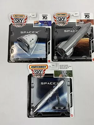 Matchbox Sky Busters SpaceX Set Of 3 Falcon Heavy Starship Dragon HTF NEW Mattel • $53.99