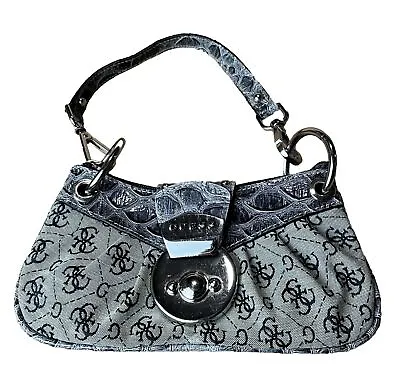 Vintage Guess Snake Print Monogram Mini Shoulder Bag Y2K Leather Strap And Top • $38.51