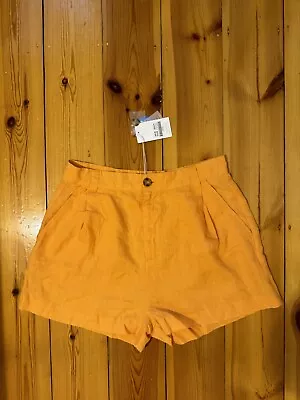 Ghanda Women's Orange Shorts Size 14 Brand NEW Linen Shorts Oxford Cantaloupe • $25