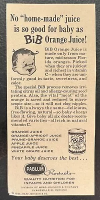 Bib Orange Juice Pablum Evansville IN 1958 Advertising Print Advertisement • $12.73