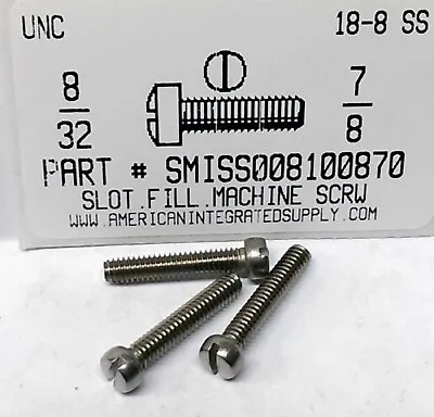 #8-32x7/8 Fillister Head Slotted Machine Screws 18-8 Stainless Steel (20) • $10.75