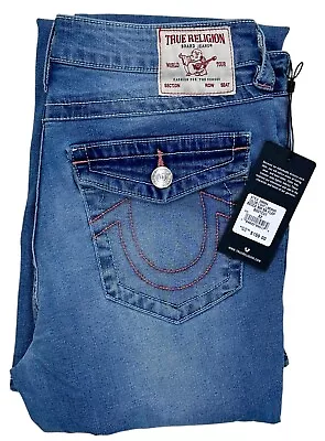 True Religion Women's Beeca Flap Pocket Bootcut Stretch Jeans In Light Larima • $54.99