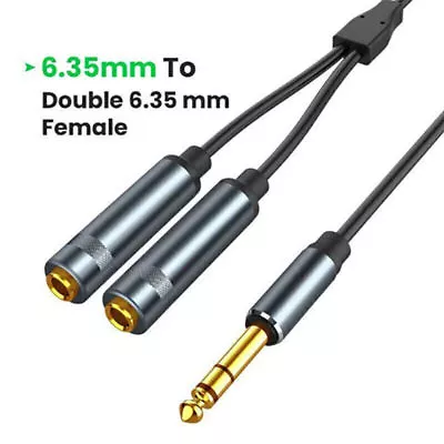 6.35mm 1/4 Inch Stereo Plug Male To Dual Jack Female Y Splitter Cable Audio Cord • £8.54