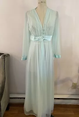 Vintage Robe/ Dressing Gown Size Small Hollywood Glam Minty Blue • $25