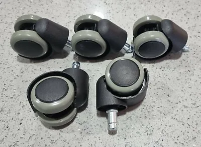 Office Chair Casters 50mm Soft Wheel Friction Lock Loaded - Set Of 5 Free Post • $35