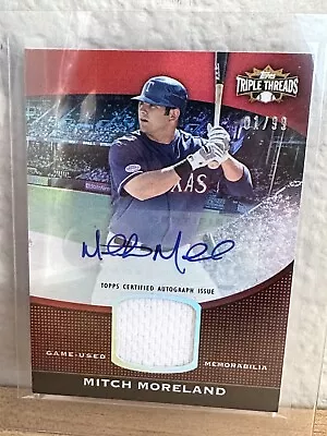 2011 Topps Triple Threads Game Used Relic 1/99 Mitch Moreland #TTUAR-71 Auto • $17