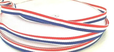 £0.99 • Buy 1 Metre 10mm (3/8 )  Wide RED/WHITE/BLUE FLAG PATRIOTIC WOVEN RIBBON