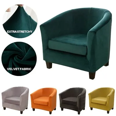 2-Piece Velvet Tub Chair Covers W/ Cushion Cover Club Chair  Armchair Slipcovers • $17.39