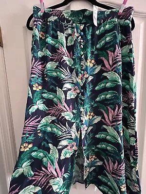 NWT LOFT Tropical Print Maxi Skirt  Med Rayon Pull-On Buttons Slit 15A • $10