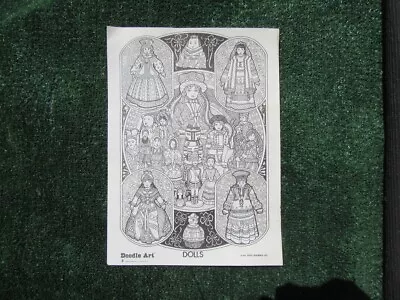 Vintage 1974 Doodle Art Russian Dolls 15  X 11  Poster Uncolored RARE • $63.75