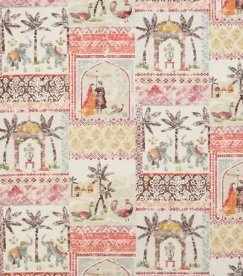 Jane Churchill Curtain Fabric 'kashmir Garden' 1.8m Red/orange - Cotton/linen • £37.99