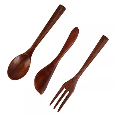  3 Pcs Sauce Cutlery Spoon Three Piece Set Wooden Utensils Portable • £5.58