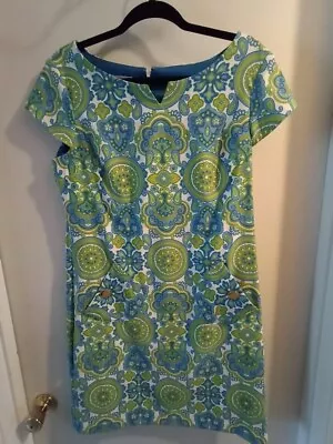 Vintage MAGGY L Brand Blue And Green Dress. Size 12. • $17.97
