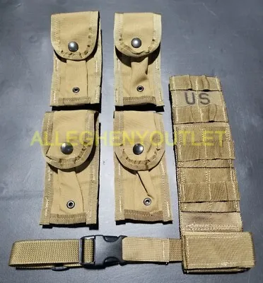 NEW USMC MOLLE II Coyote Pistolman Set Leg Extender & 4 9mm Magazine Mag Pouches • $19.90